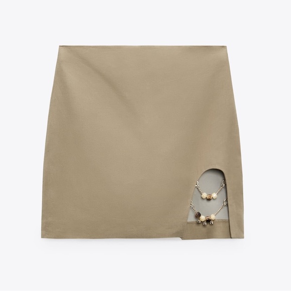 ZARA LINEN MINI SKIRT - Picture 5 of 10